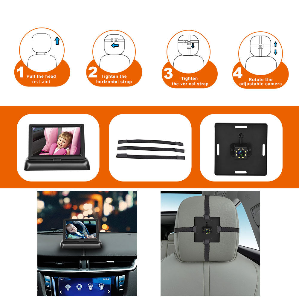 12-24V Folding Screen For Baby Monitoring Images In Car