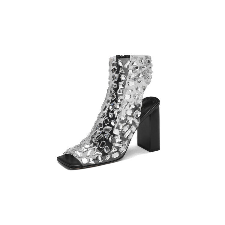 Women's Large Size Rhinestone Hollow Summer High Heel