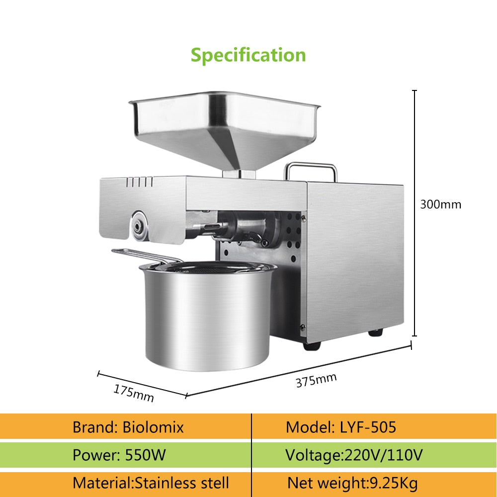 BioloMix New Stainless Steel Oil Press Machine Commercial