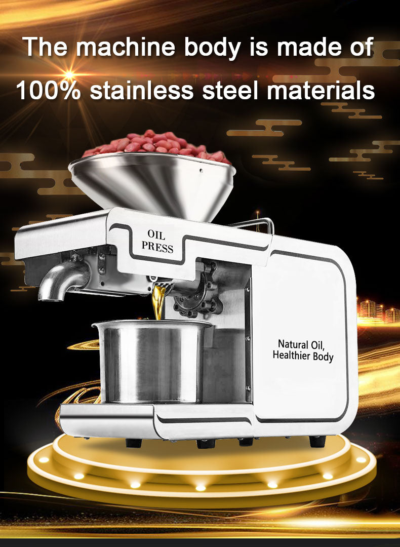110/220V Stainless steel Oil Press machine for Household and Commercial use. This Cold press Linseed oil extractor is a high-quality oil machine.