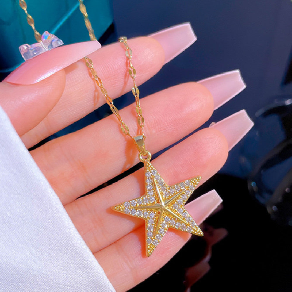Women's Diamond Starfish Micro-inlaid Necklace color