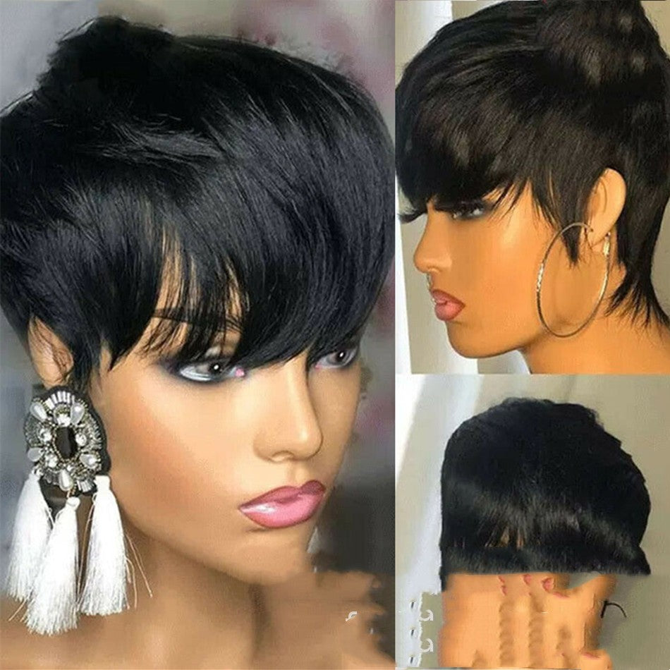 Wig Female Headgear Foreign Trade Black Hair Pixie Cut Wigs