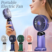 USB Rechargeable Mini Portable Handheld Electric Fan Foldable Neck Hanging Outdoor Fan Adjustable 5 Speed Powerful Air Cooler