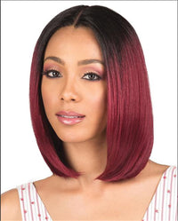 Women's Short Straight Hair, Black Gradient Burgundy  Hair