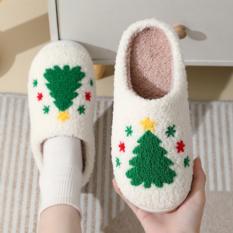 Christmas Home Slippers Cute Cartoon Santa Claus Cotton 