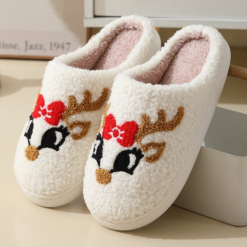 Christmas Home Slippers Cute Cartoon Santa Claus Cotton 