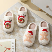 Christmas Home Slippers Cute Cartoon Santa Claus Cotton 