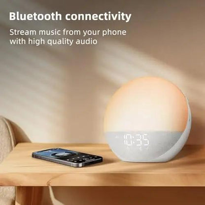Sunrise Alarm Clock White Noise Machine Natural Wake Up Light - Dimmable Clock with Bluetooth Speaker for Bedroom - 25 Sleep Sounds for Baby Adults Kids Frost White