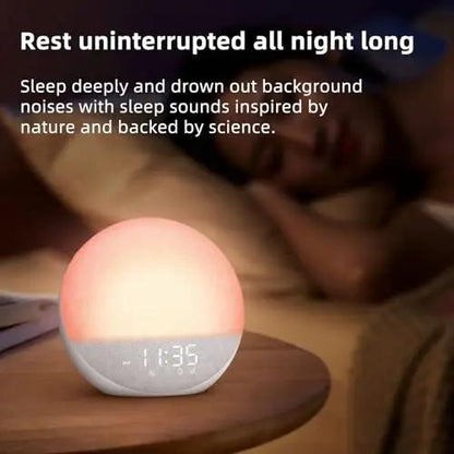 Sunrise Alarm Clock White Noise Machine Natural Wake Up Light - Dimmable Clock with Bluetooth Speaker for Bedroom - 25 Sleep Sounds for Baby Adults Kids Frost White