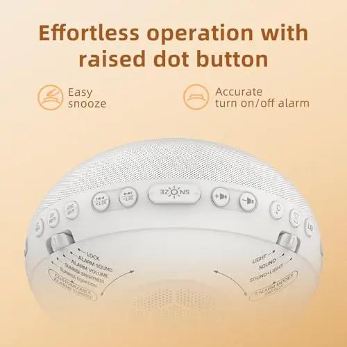 Sunrise Alarm Clock White Noise Machine Natural Wake Up Light - Dimmable Clock with Bluetooth Speaker for Bedroom - 25 Sleep Sounds for Baby Adults Kids Frost White
