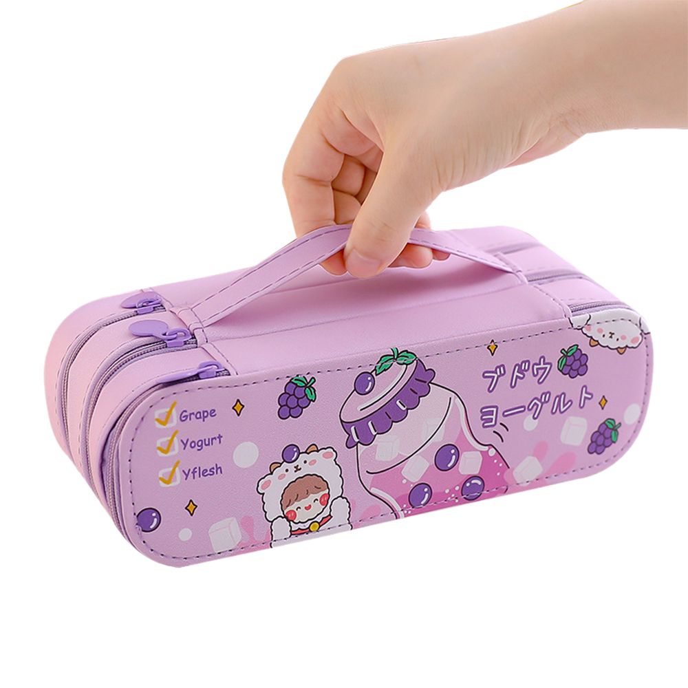 Double Layer Pencil Case With Large Capacity And Simple Girl