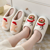 Christmas Home Slippers Cute Cartoon Santa Claus Cotton 