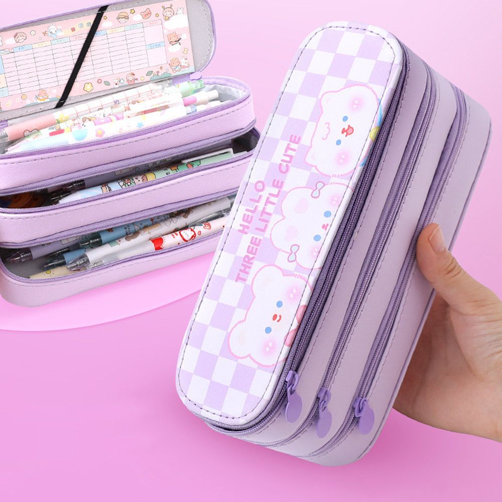 Double Layer Pencil Case With Large Capacity And Simple Girl