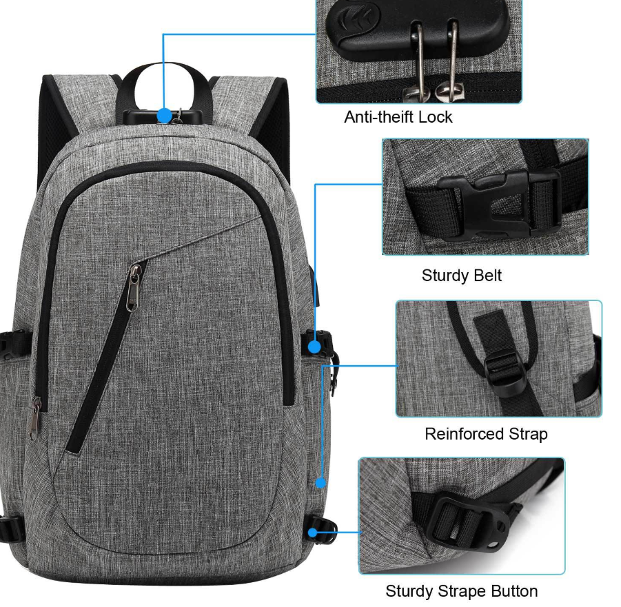 Business computer backpack with id bag mobile phone bag