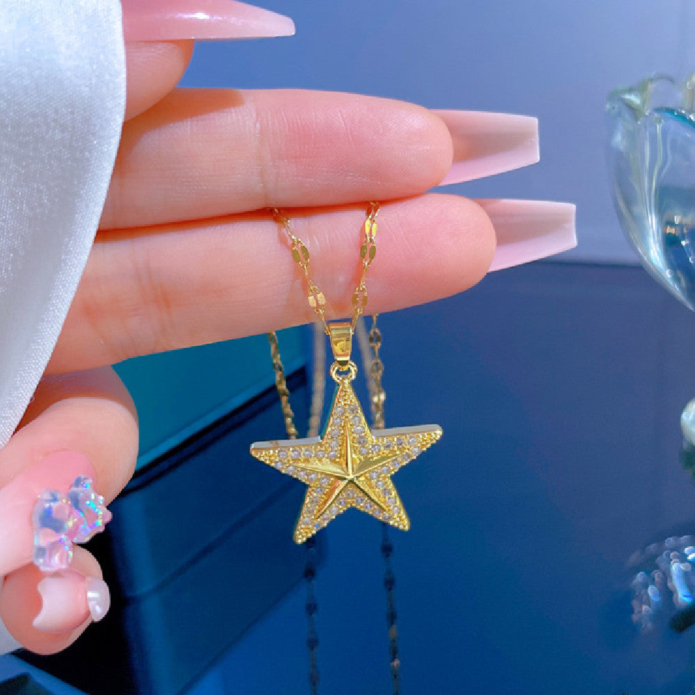 Women's Diamond Starfish Micro-inlaid Necklace color