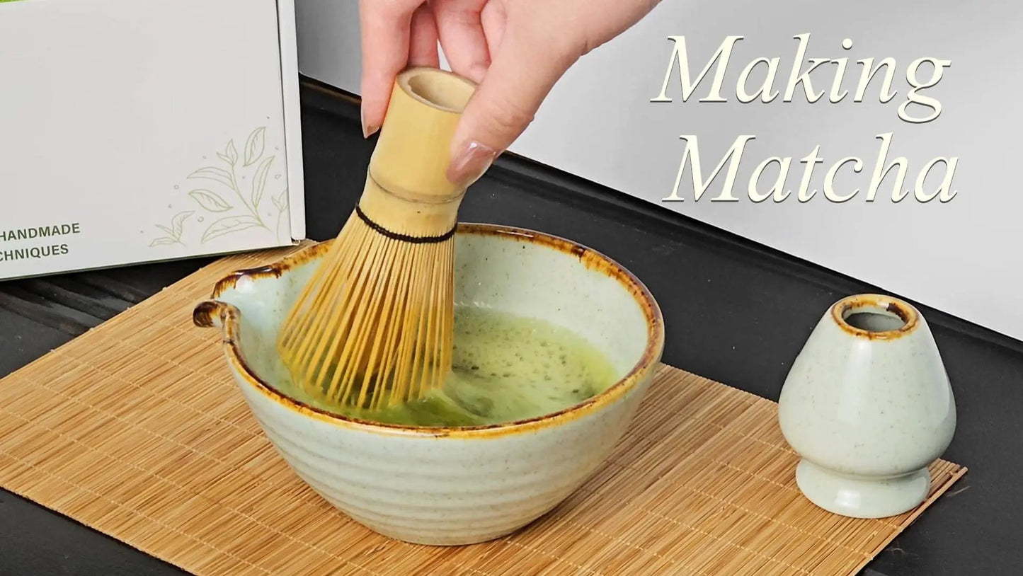 Matcha Whisk Set with Matcha Bowl, Matcha Whisk Holder Matcha Bamboo Whisk, Scoop, Sifter, Unique Gifts for Women Men Girl Friend Home Kitchen Decor Gifts for Tea Enthusiasts Christmas