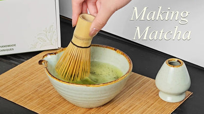 Matcha Whisk Set with Matcha Bowl, Matcha Whisk Holder Matcha Bamboo Whisk, Scoop, Sifter, Unique Gifts for Women Men Girl Friend Home Kitchen Decor Gifts for Tea Enthusiasts Christmas