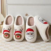 Christmas Home Slippers Cute Cartoon Santa Claus Cotton 