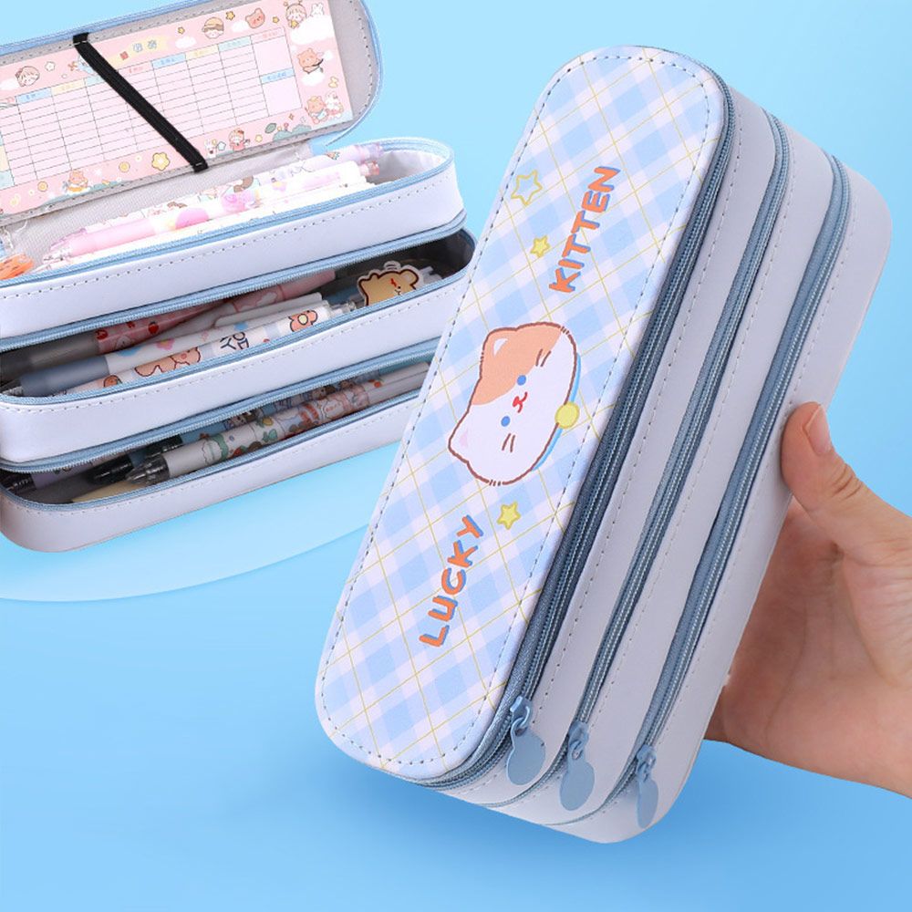 Double Layer Pencil Case With Large Capacity And Simple Girl