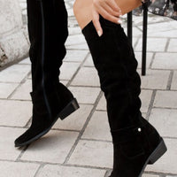 Zipper Suede Women's High Boots rubber sole female