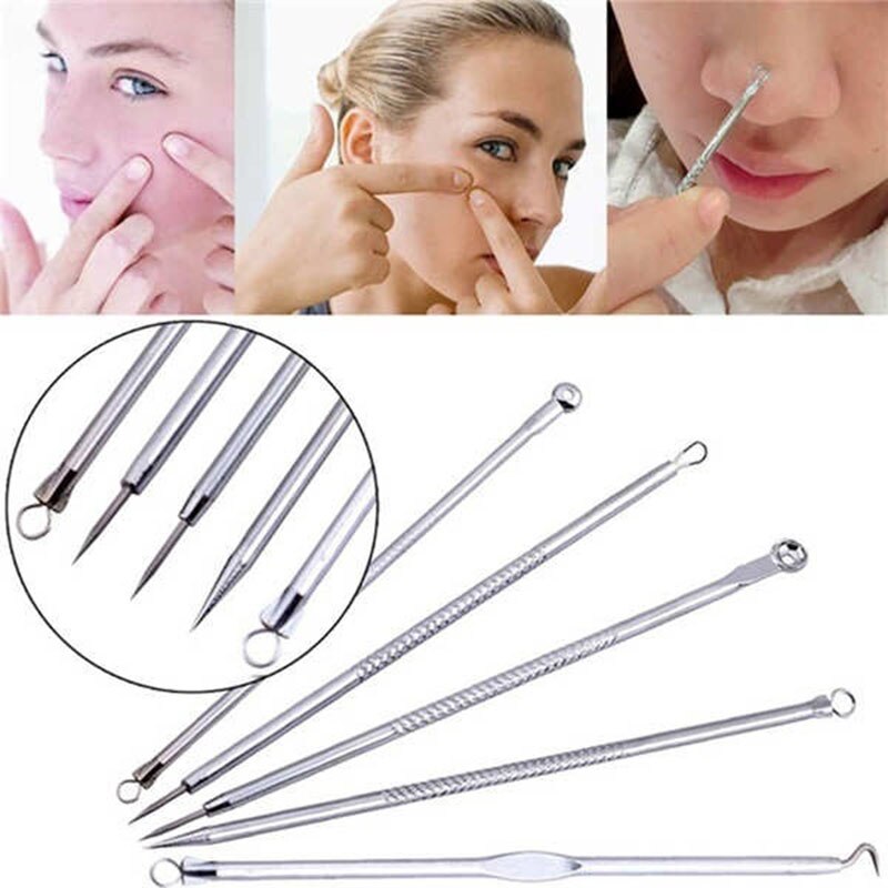 9pcs Stainless Acne Needle Blackhead and Pimple Remover 