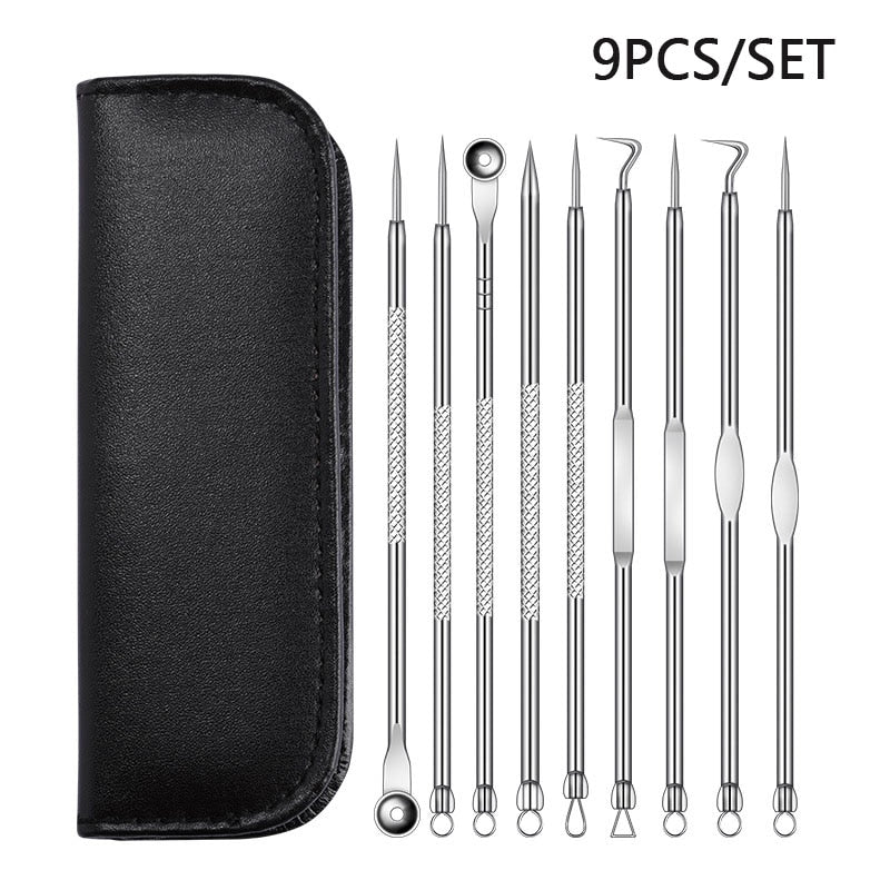 9pcs Stainless Acne Needle Blackhead and Pimple Remover 46389025145126