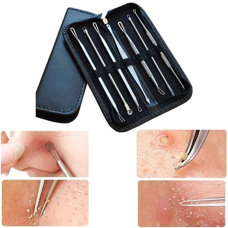 9pcs Stainless Acne Needle Blackhead and Pimple Remover 