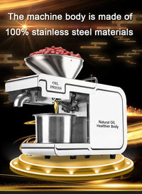 110/220V Stainless steel Oil Press machine for Household and Commercial use. This Cold press Linseed oil extractor is a high-quality oil machine.