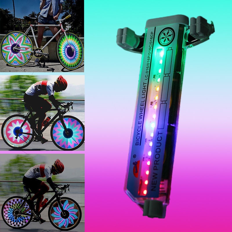 Bicycle Bike Tyre Tire Wheel Lights 16 LED Flash Spoke 