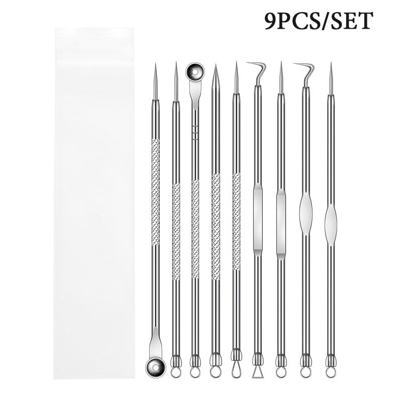 9pcs Stainless Acne Needle Blackhead and Pimple Remover 46389025112358