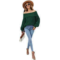 Women's Fashionable Off-shoulder Twisted Rope Sweater