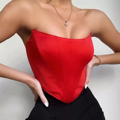 Sexy Backless Midriff Slim Strapless Woman Open Back Bare Midriff Slim Fit Tube Top Female