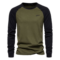 Men's Fashion Sleeve Stitching T-shirt Top solid colors