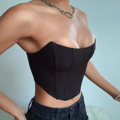 Sexy Backless Midriff Slim Strapless Woman Open Back Bare Midriff Slim Fit Tube Top Female