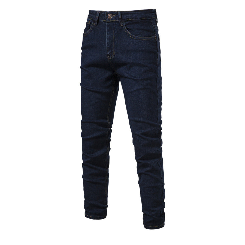 Men's Personalized Denim Washed Micro-elastic Straight-leg Trousers