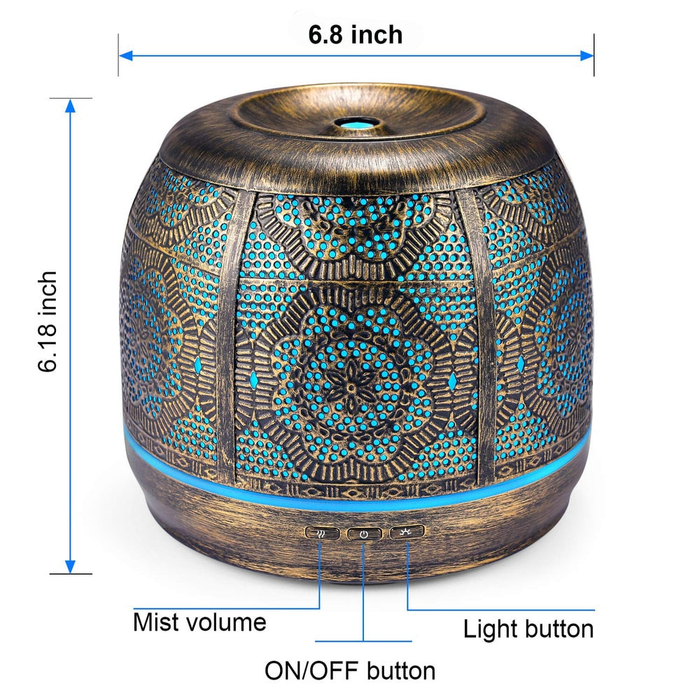 500ml Aroma Diffuser Bronze Metal Aromatherapy Diffuser 