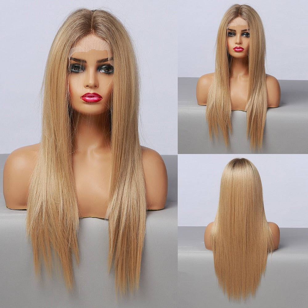 EASIHAIR Straight Blonde Lace Front Synthetic Wigs  Baby  46389208187174