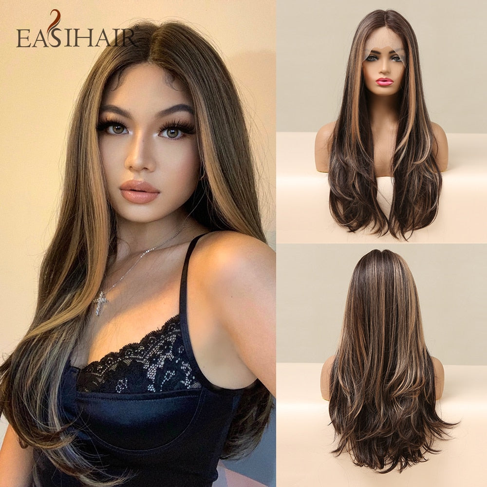 EASIHAIR Straight Blonde Lace Front Synthetic Wigs  Baby 46389207957798