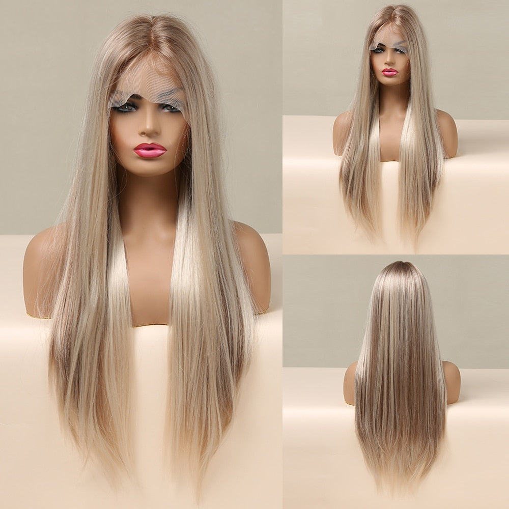 EASIHAIR Straight Blonde Lace Front Synthetic Wigs  Baby 46389207859494