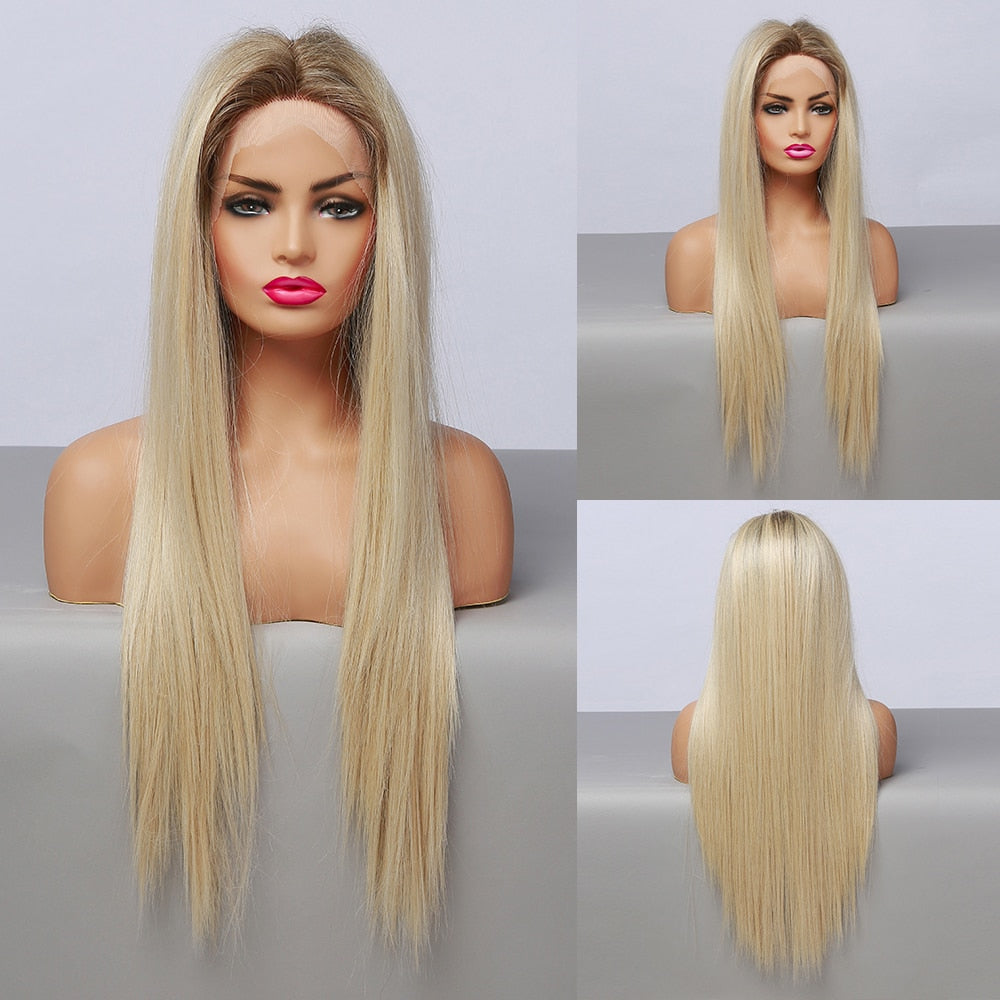 EASIHAIR Straight Blonde Lace Front Synthetic Wigs  Baby  46389207826726