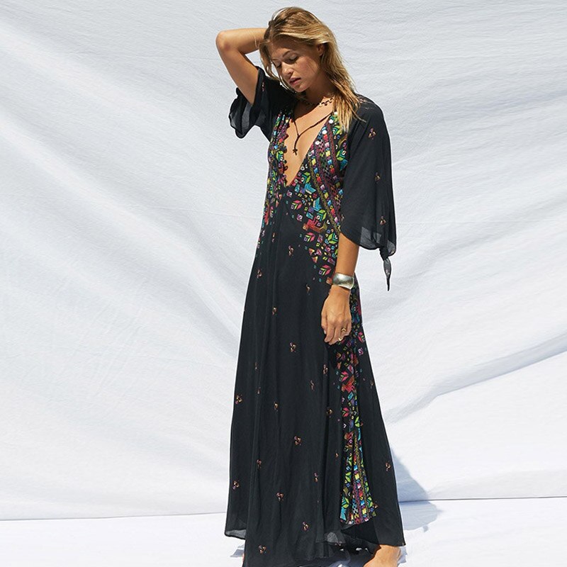 2022 Women's Autumn Long Dress New Printing Boho Maxi