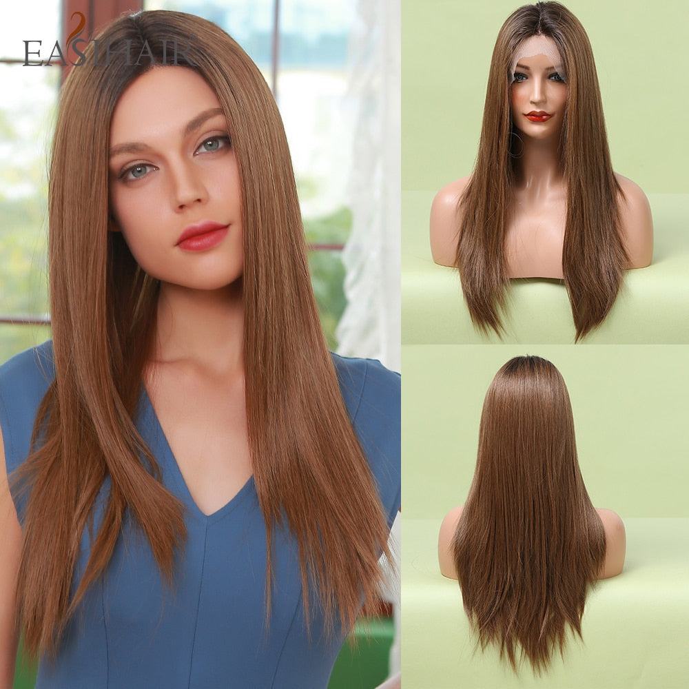 EASIHAIR Straight Blonde Lace Front Synthetic Wigs  Baby 46389207990566