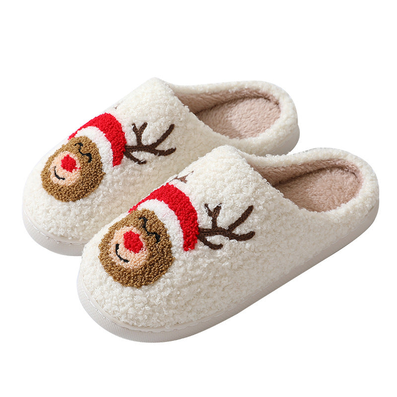 Christmas Home Slippers Cute Cartoon Santa Claus Cotton 