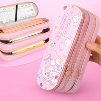 Double Layer Pencil Case With Large Capacity And Simple Girl