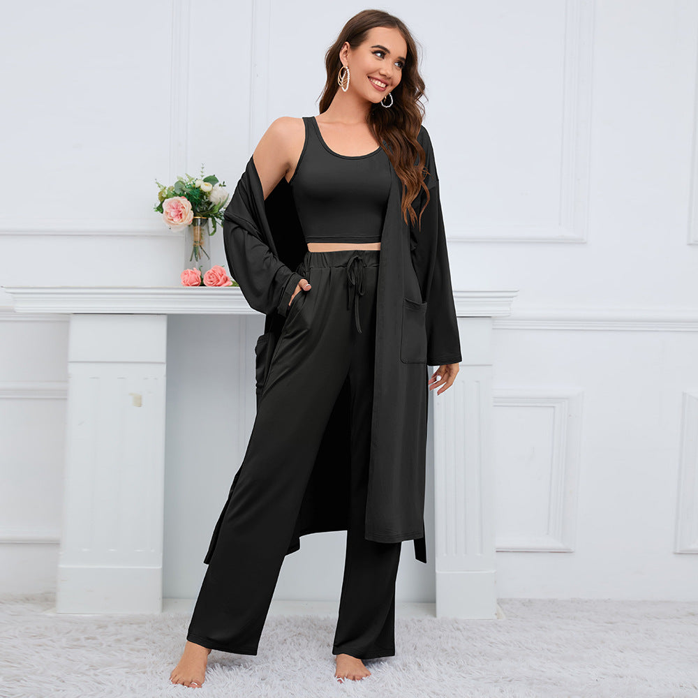 Women's Fashion Camisole Coat Wide Leg Pants Suit