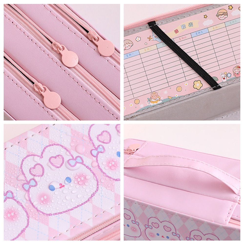 Double Layer Pencil Case With Large Capacity And Simple Girl