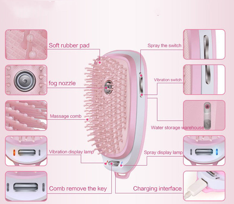 Electric Head Massage Comb Steam Anti-static Hair Care Battery