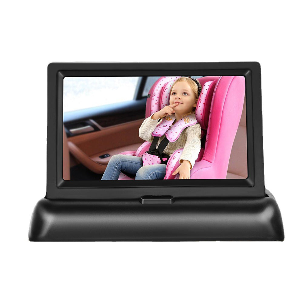 12-24V Folding Screen for Baby Monitoring in Car with Cigarette Lighter Power Cord and Night Vision Camera with Eight Lamps.