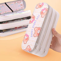 Double Layer Pencil Case With Large Capacity And Simple Girl